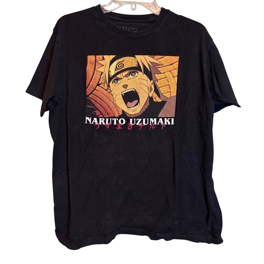 Naruto‎ Shippuden Mens Anime Graphic Uzumaki Naruto Casual Shirt Black Large